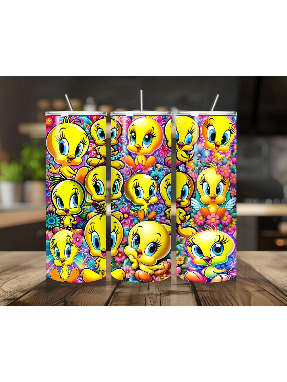 20 oz Tweety Bird Stainless Steel Tumbler with Lid, Straw